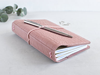 Pink matte genuine leather Traveler's notebook