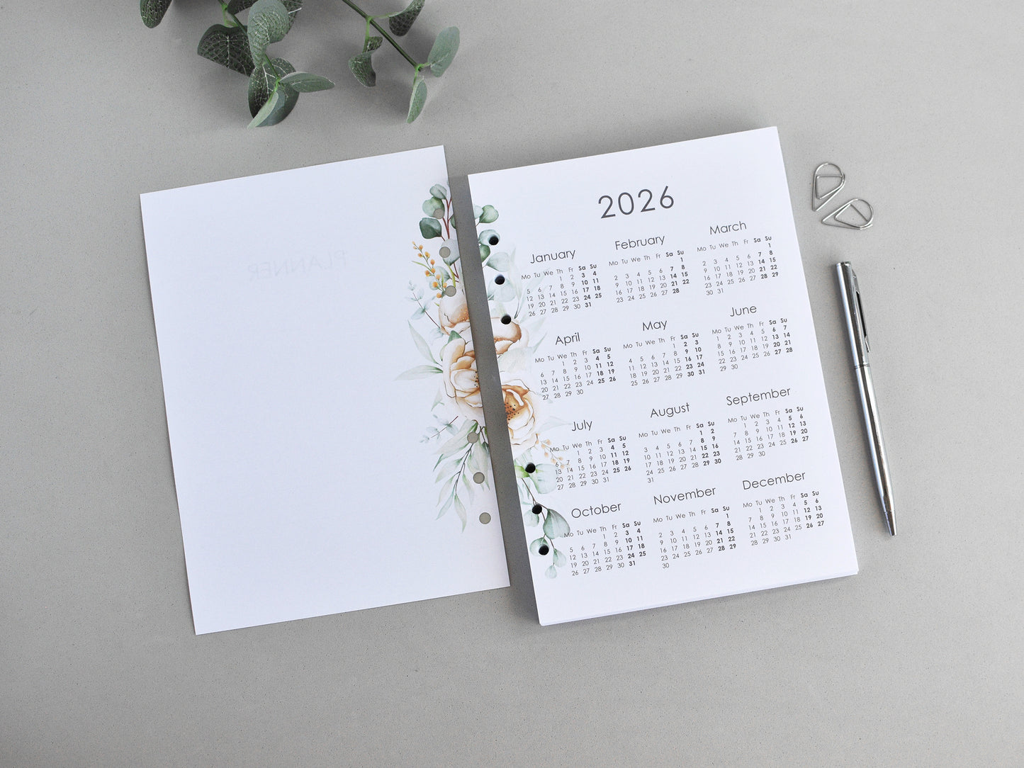 Monthly, Weekly Planner Inserts - Ring Binder Refill Bundle (A5 Size) / A5-04