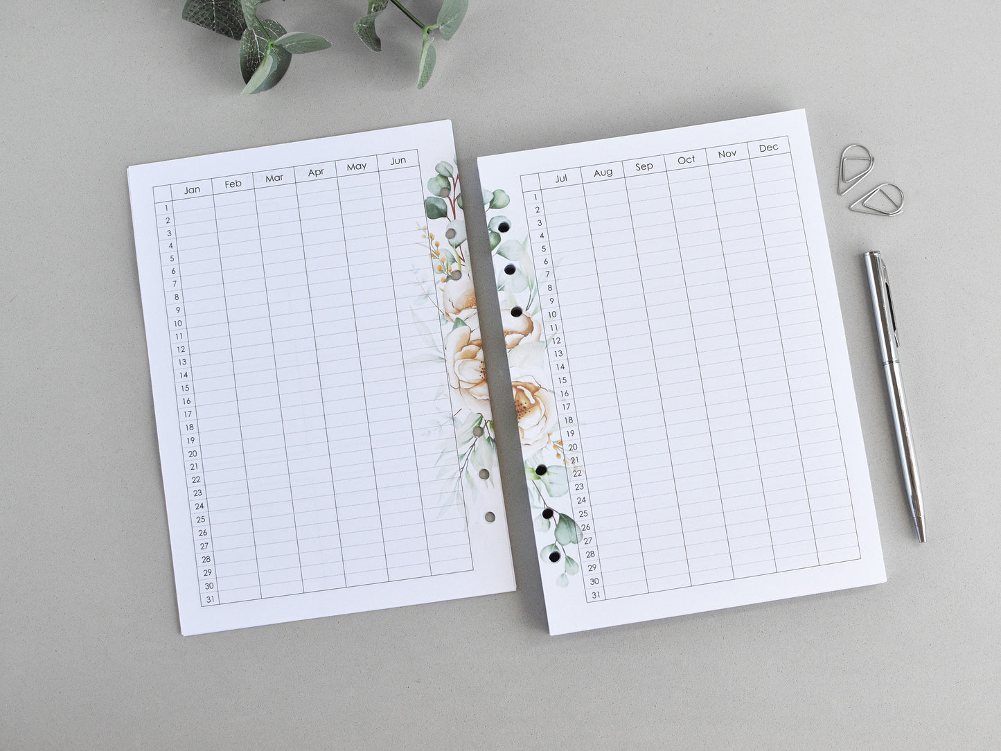Monthly, Weekly Planner Inserts - Ring Binder Refill Bundle (A5 Size) / A5-04