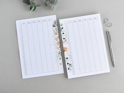 Monthly, Weekly Planner Inserts - Ring Binder Refill Bundle (A5 Size) / A5-04