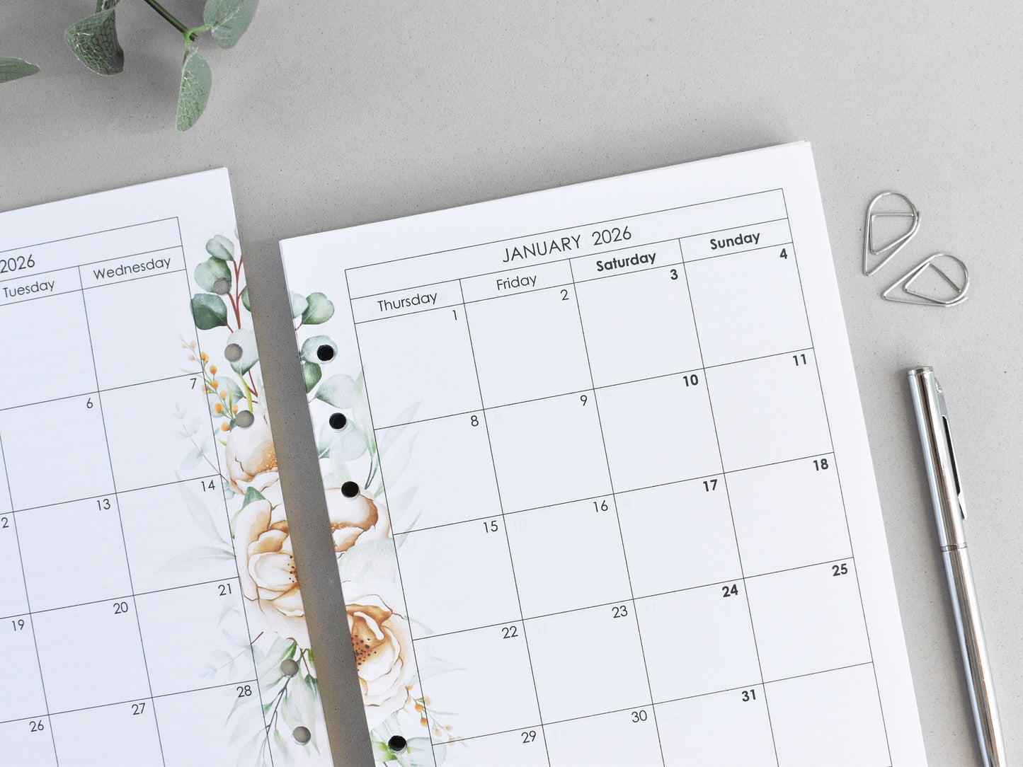 Monthly, Weekly Planner Inserts - Ring Binder Refill Bundle (A5 Size) / A5-04