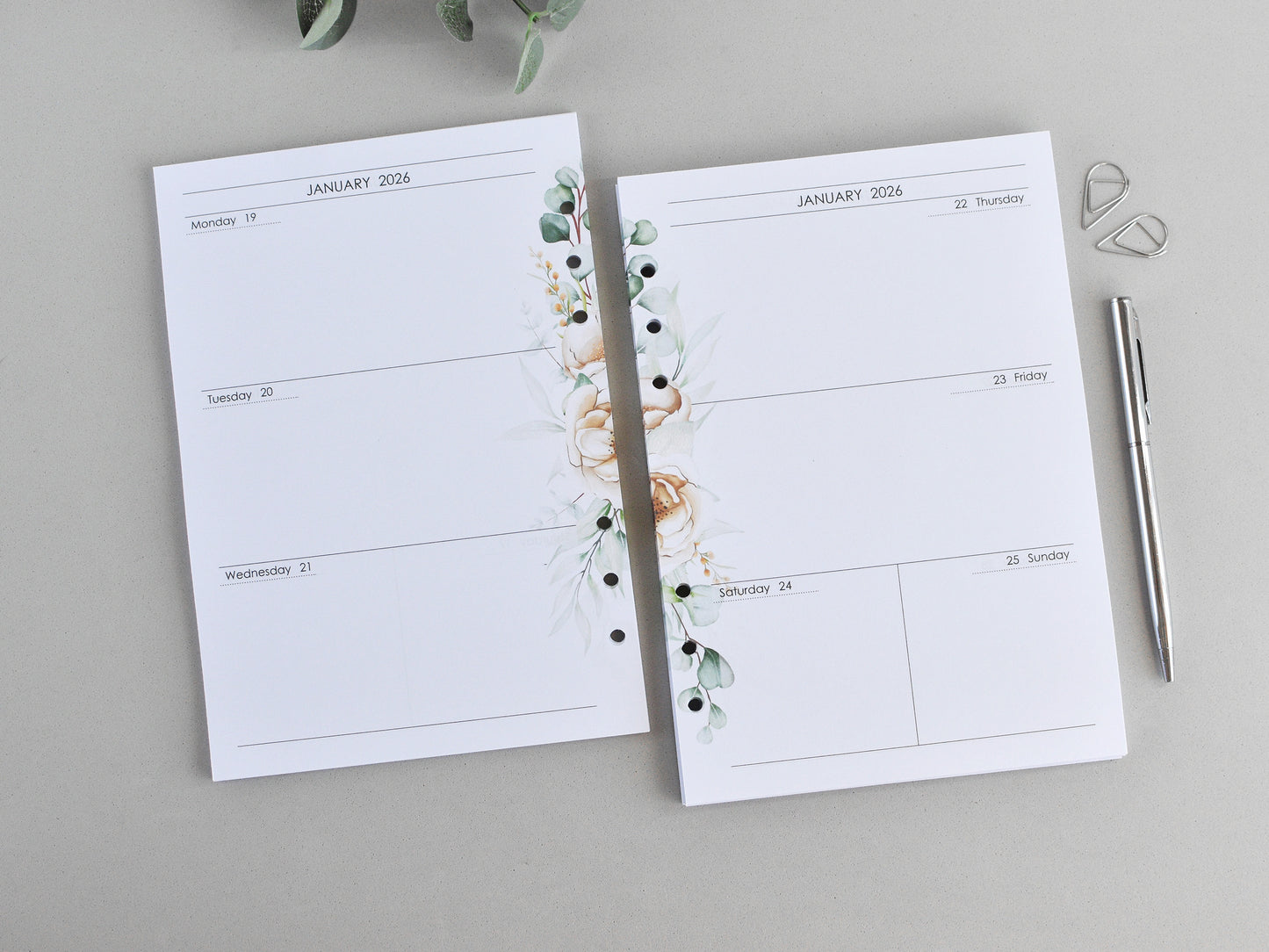 Monthly, Weekly Planner Inserts - Ring Binder Refill Bundle (A5 Size) / A5-04