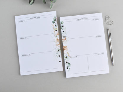 Monthly, Weekly Planner Inserts - Ring Binder Refill Bundle (A5 Size) / A5-04