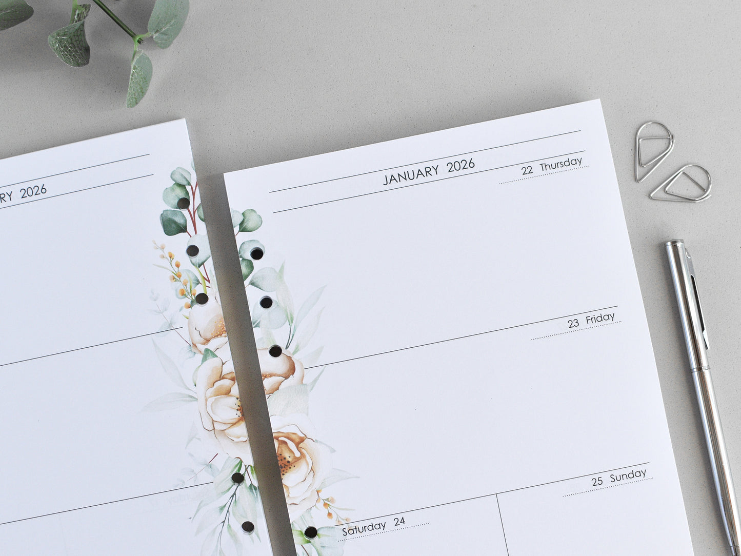 Monthly, Weekly Planner Inserts - Ring Binder Refill Bundle (A5 Size) / A5-04