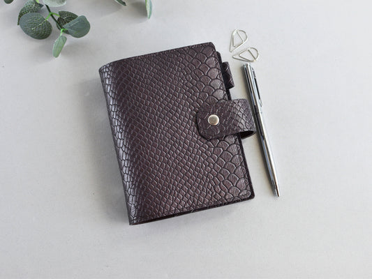 Leather planner binder Pocket size, 6-ring binder
