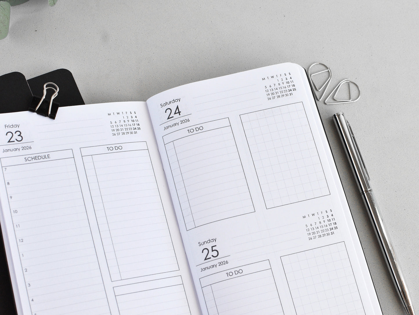 Daily Planner Inserts - Travelers Notebook (Personal Size)