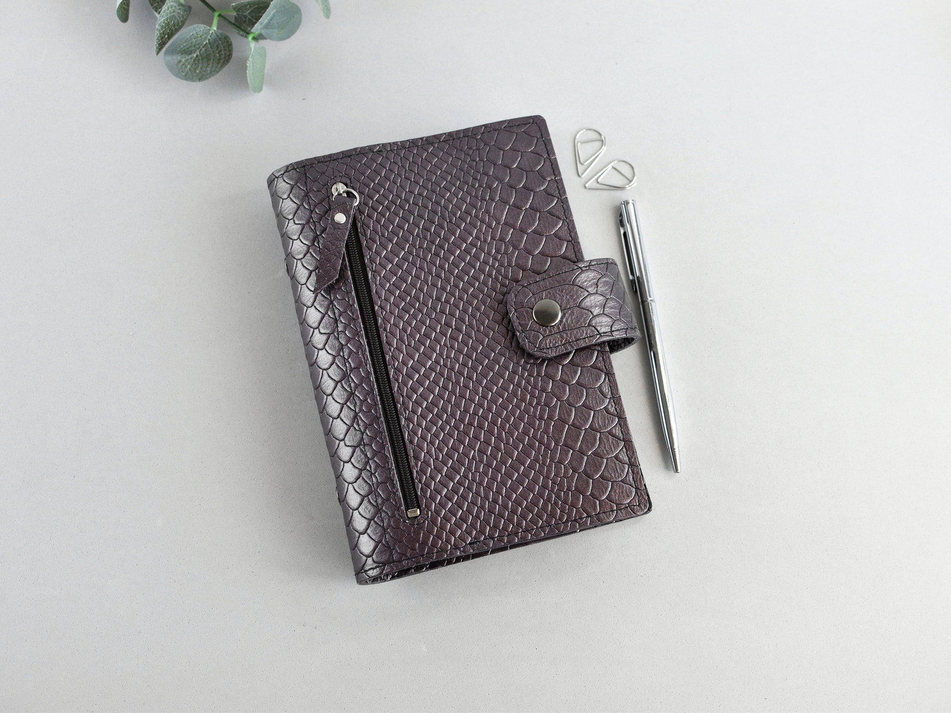 Genuine leather 6 ring planner cover personal size
