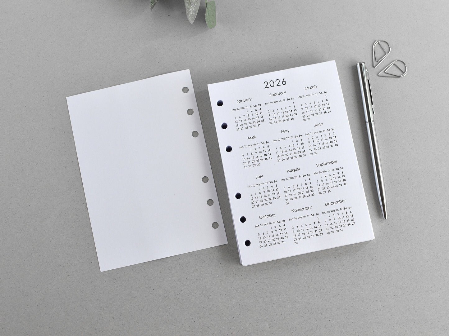 6-Ring Planner Inserts - Monthly And Weekly (True A6 Size) / A6-01