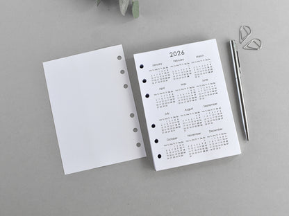 6-Ring Planner Inserts - Monthly And Weekly (True A6 Size) / A6-01