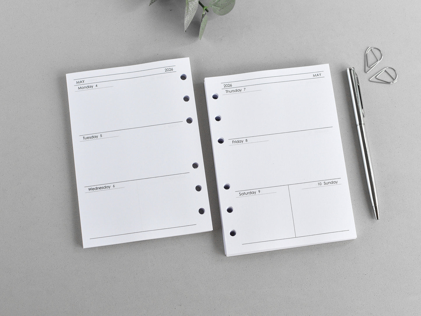 6-Ring Planner Inserts - Monthly And Weekly (True A6 Size) / A6-01