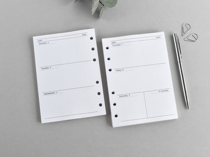 6-Ring Planner Inserts - Monthly And Weekly (True A6 Size) / A6-01