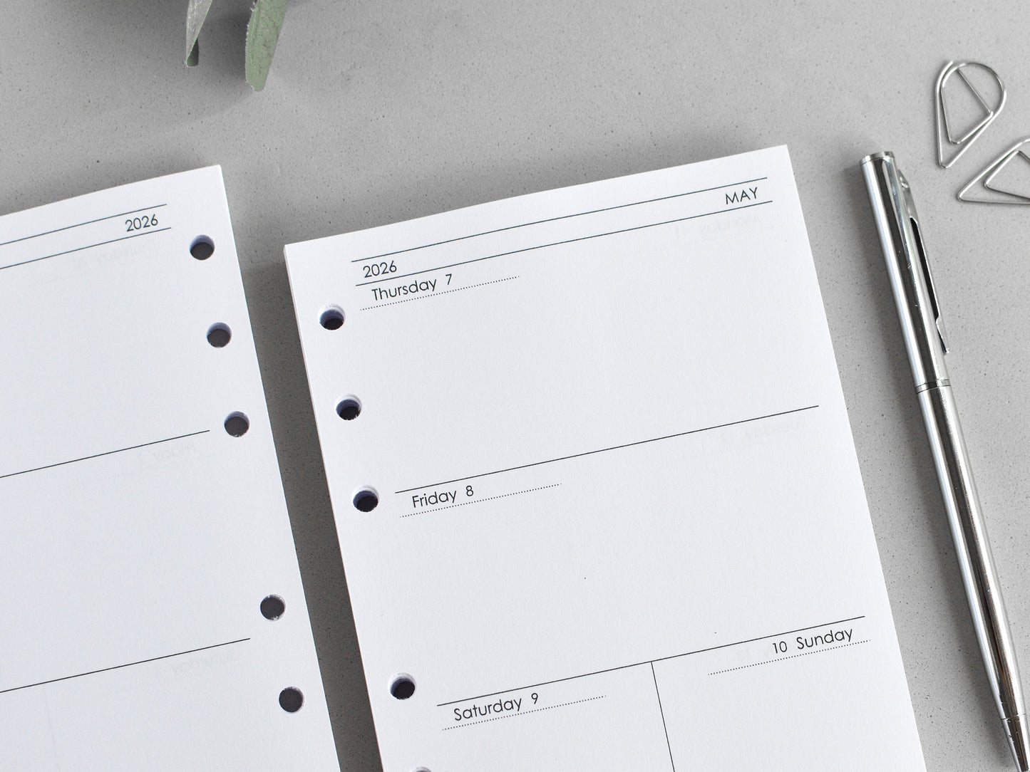 6-Ring Planner Inserts - Monthly And Weekly (True A6 Size) / A6-01