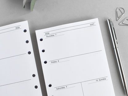 6-Ring Planner Inserts - Monthly And Weekly (True A6 Size) / A6-01