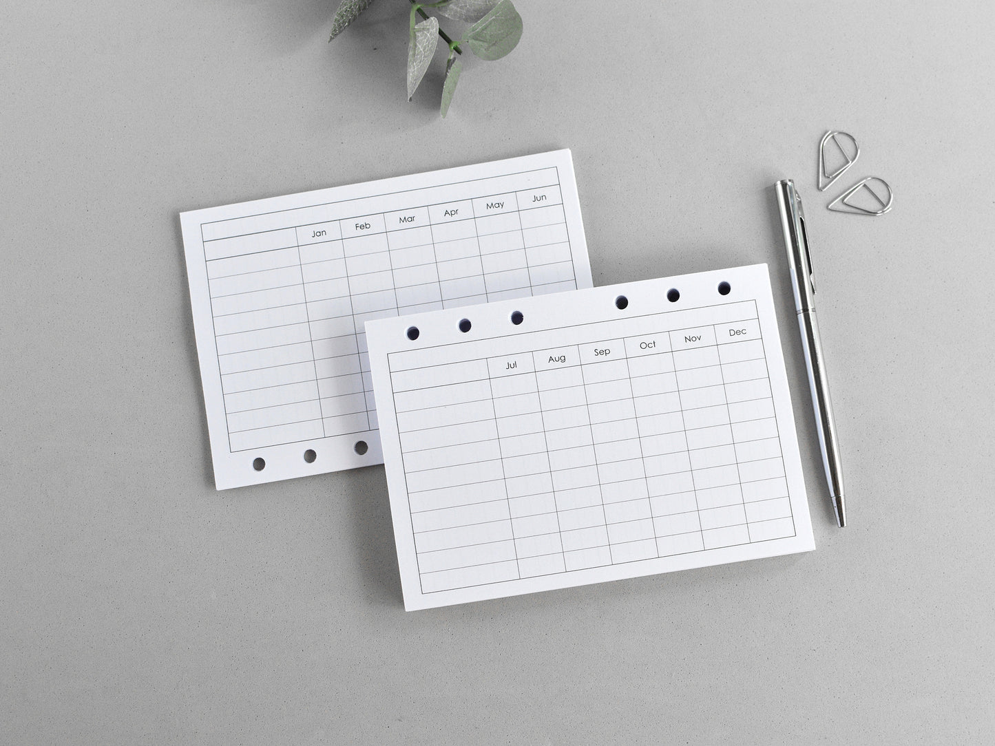 6-Ring Planner Inserts - Monthly And Weekly (True A6 Size) / A6-01