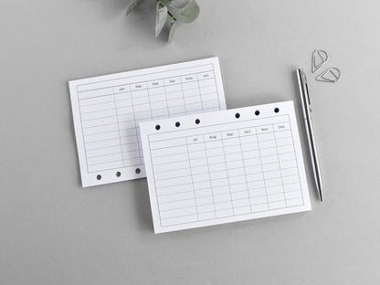 6-Ring Planner Inserts - Monthly And Weekly (True A6 Size) / A6-01