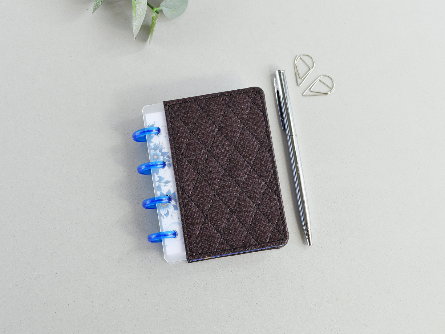 Discbound Planner Notebook - Quilted Faux Leather Cover (HP Micro size)