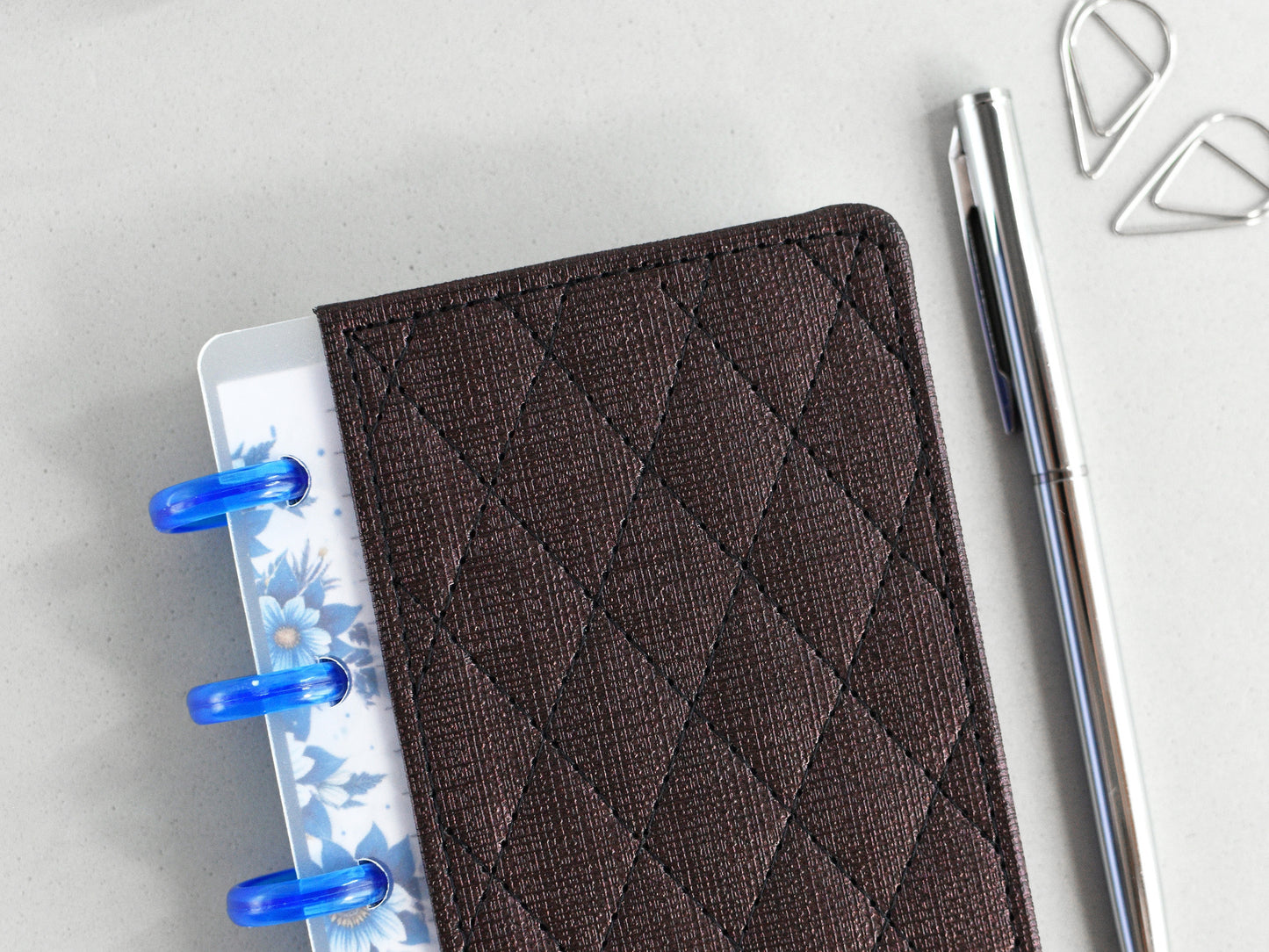 Discbound Planner Notebook - Quilted Faux Leather Cover (HP Micro size)