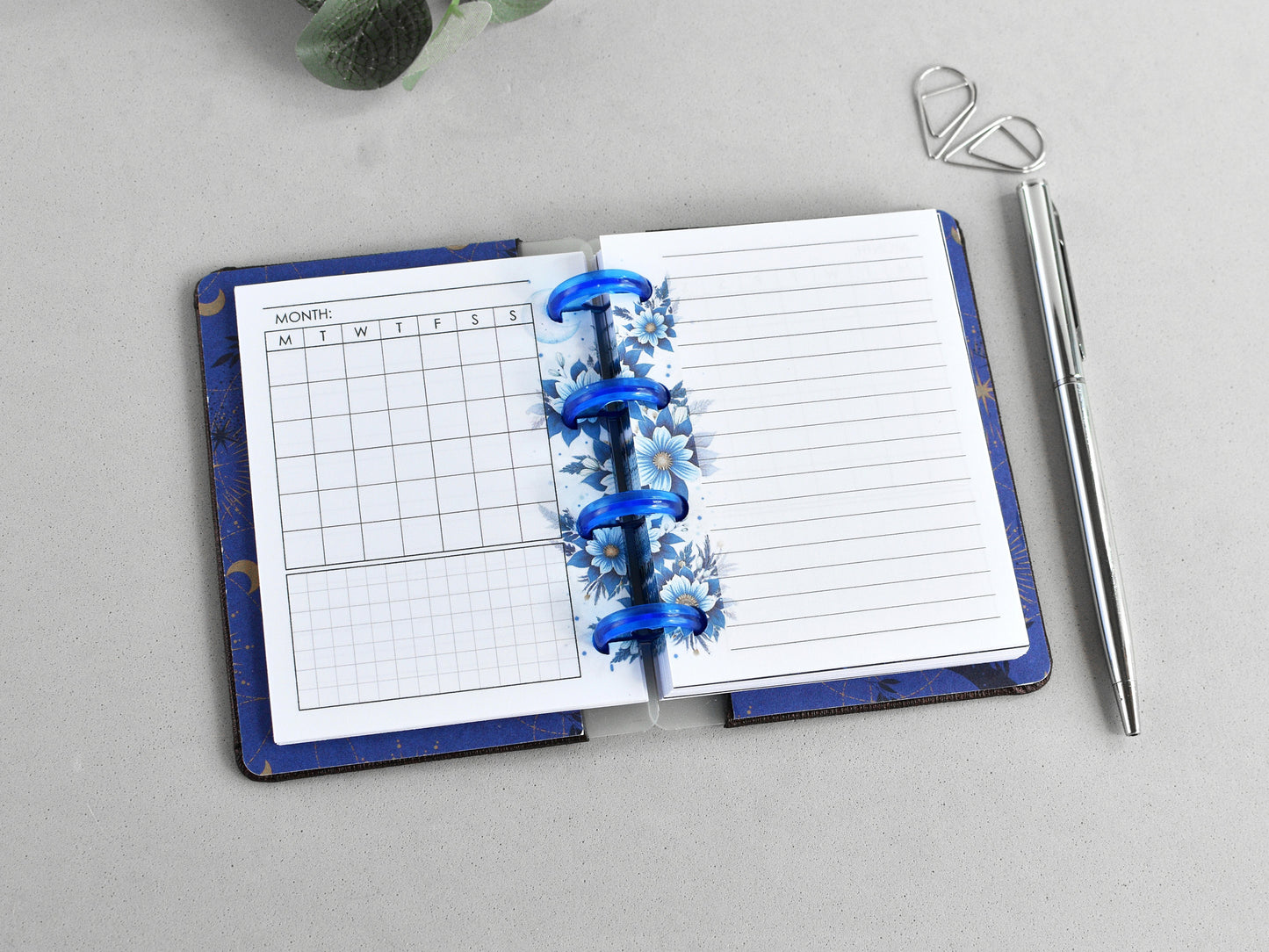 Discbound Planner Notebook - Quilted Faux Leather Cover (HP Micro size)