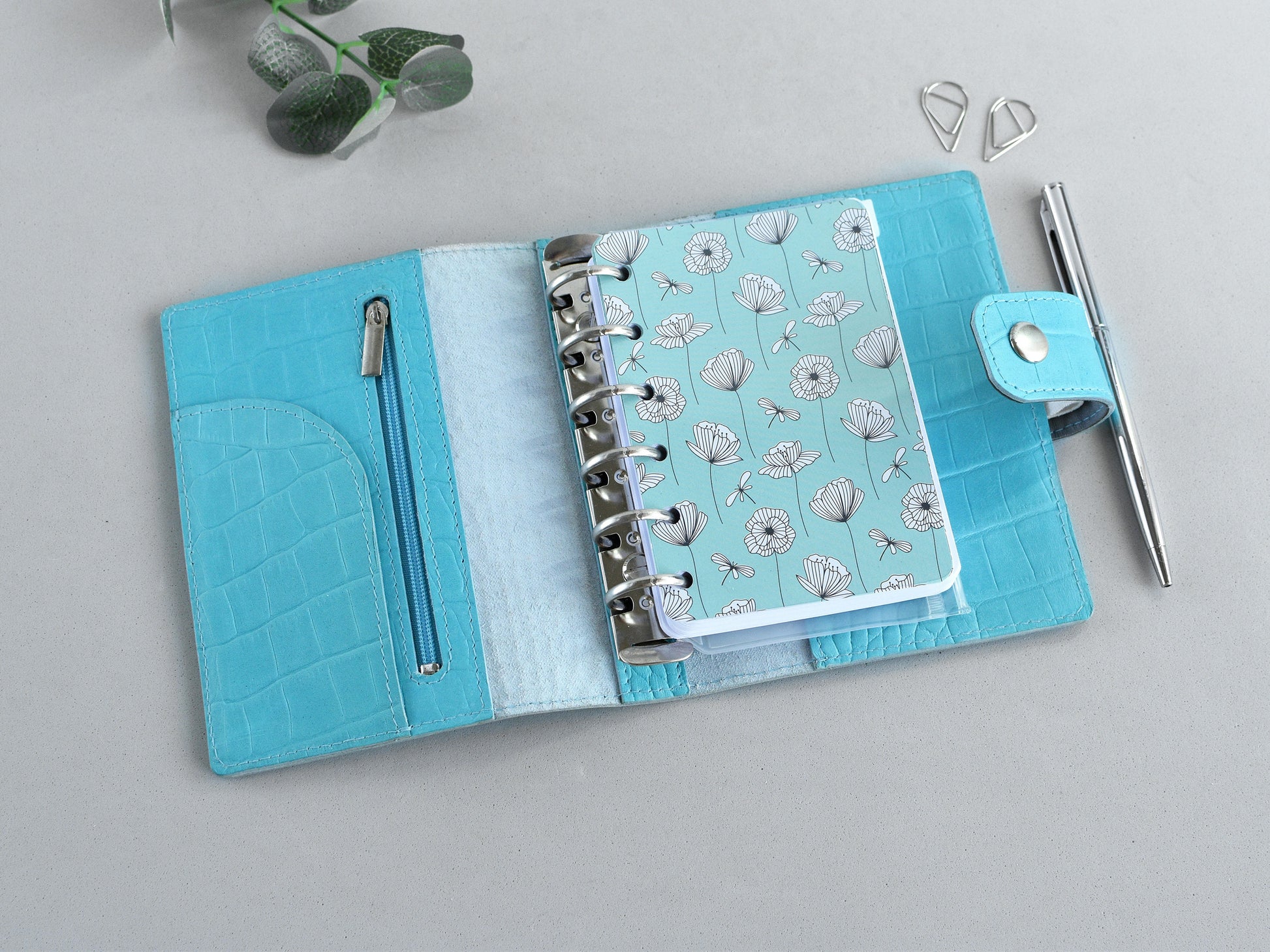 Croc leather agenna pocket size A7, weekly and monthly