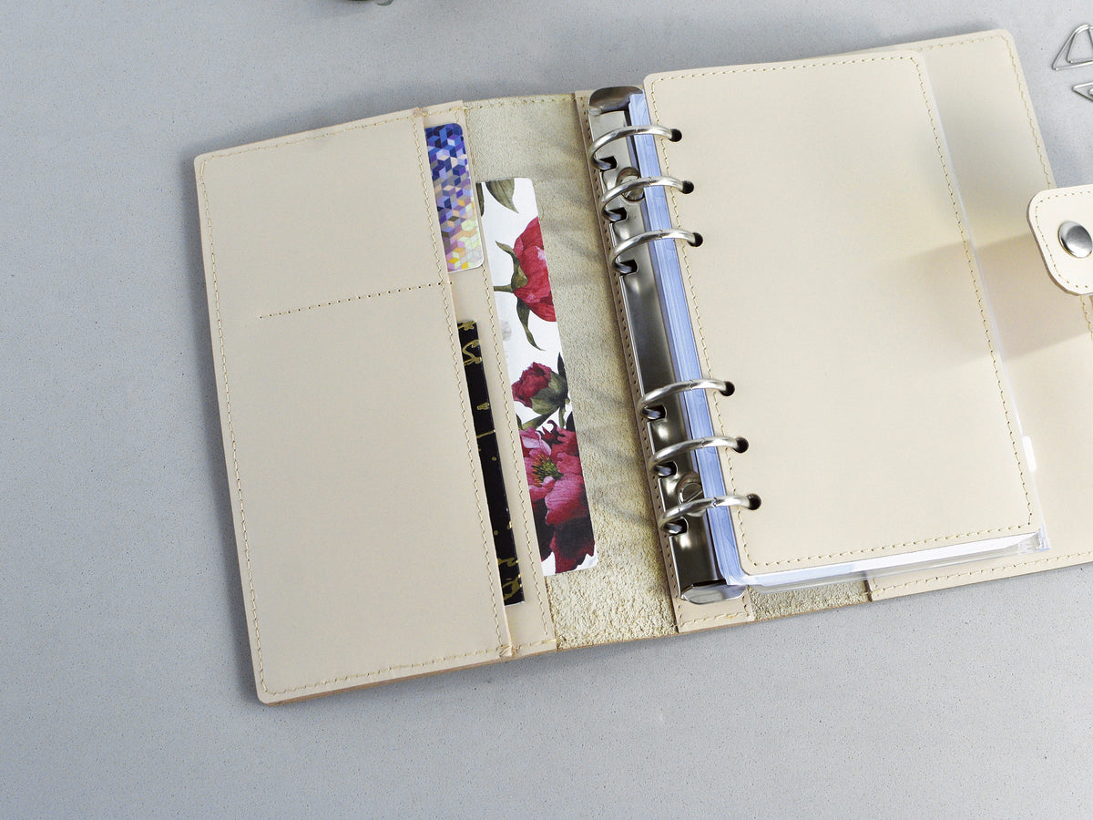 Leather 6-ring Binder Notebook Organizer - 25mm rings (Personal size)