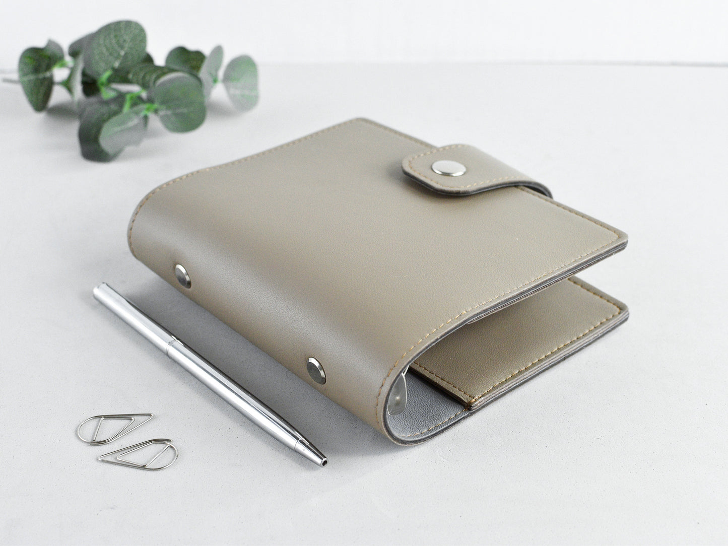 Leather Planner Notebook Cover, Wide Ring organizer (Pocket Size)