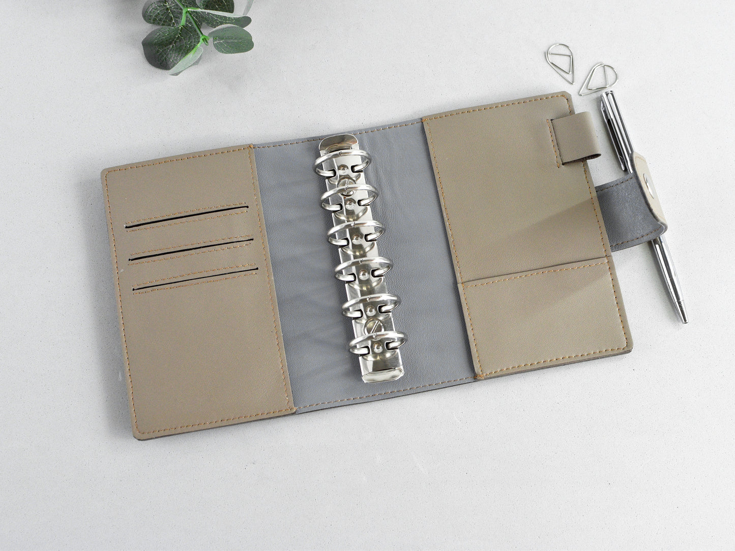 Leather Planner Notebook Cover, Wide Ring organizer (Pocket Size)