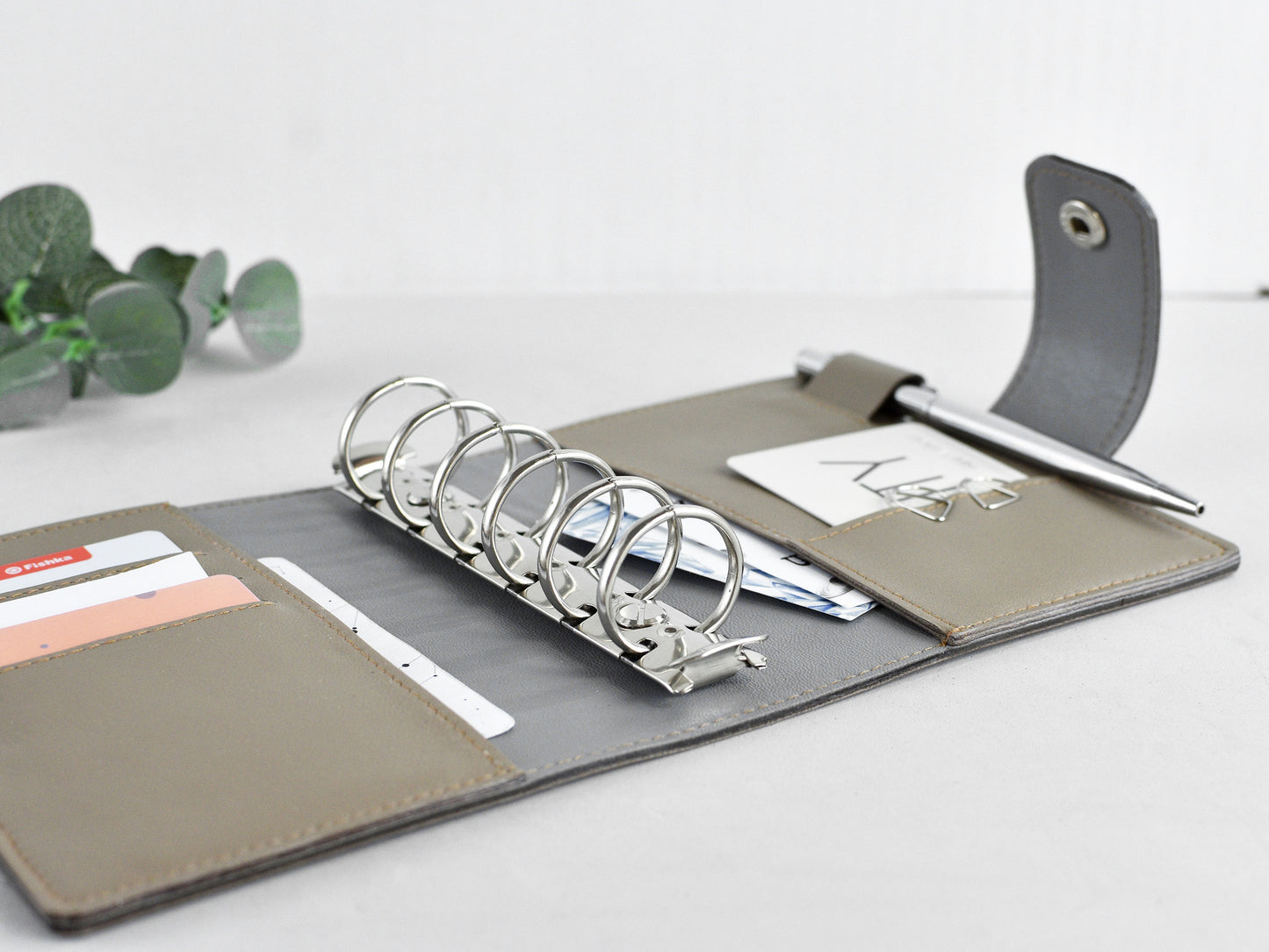 Leather Planner Notebook Cover, Wide Ring organizer (Pocket Size)
