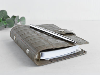 Brown leather planner notebook Pocket size