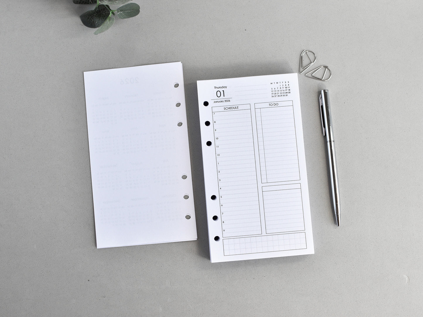 Daily Planner Inserts - Refill for Ring Notebook (Personal size) / P31