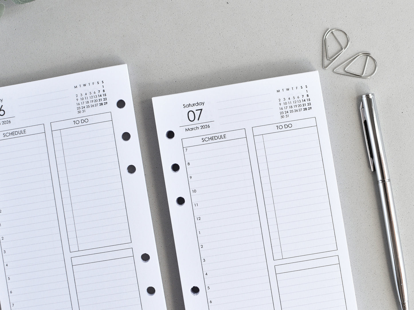 Daily Planner Inserts - Refill for Ring Notebook (Personal size) / P31