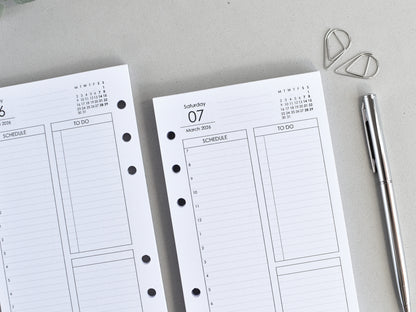 Daily Planner Inserts - Refill for Ring Notebook (Personal size) / P31