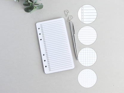 Dotted, Lined, To Do List Inserts - Ring Binder Refill (Personal Size)