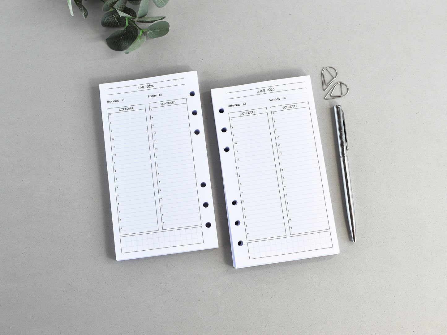 Daily Planner Inserts - Ring Binder Refill (Personal Size) / P-32