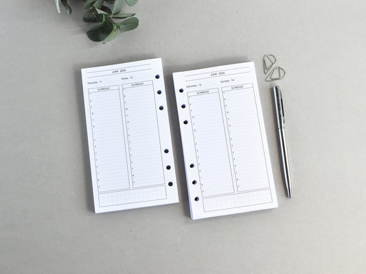Daily Planner Inserts - Ring Binder Refill (Personal Size)