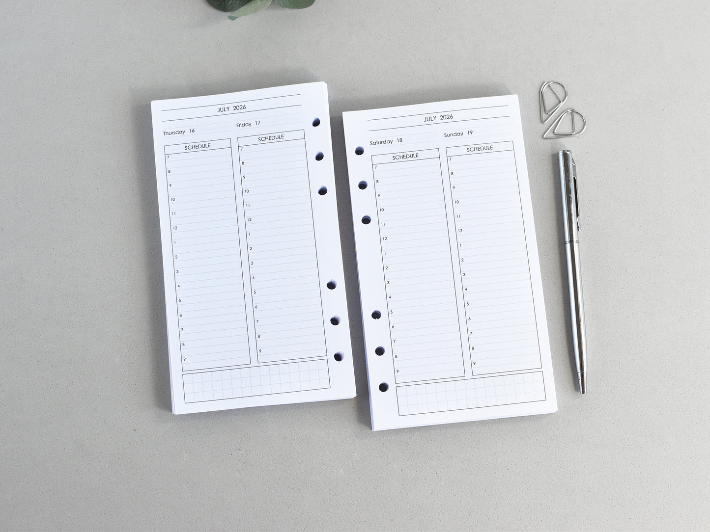 Daily Planner Inserts - Ring Binder Refill (Personal Size) / P-32