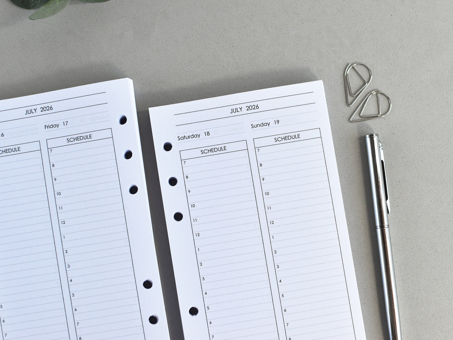Daily Planner Inserts - Ring Binder Refill (Personal Size) / P-32