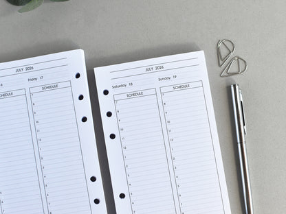Daily Planner Inserts - Ring Binder Refill (Personal Size) / P-32