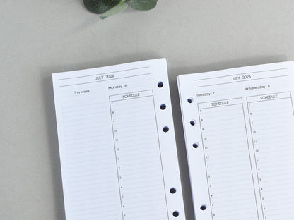 Daily Planner Inserts - Ring Binder Refill (Personal Size) / P-32