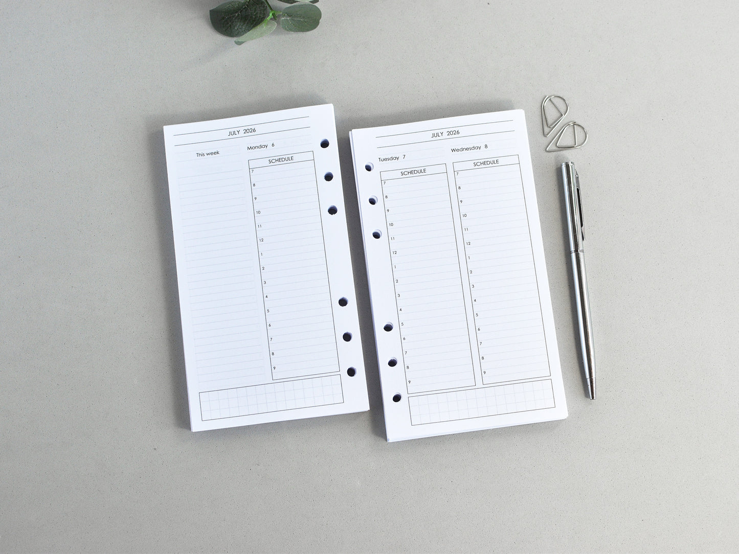 Daily Planner Inserts - Ring Binder Refill (Personal Size) / P-32