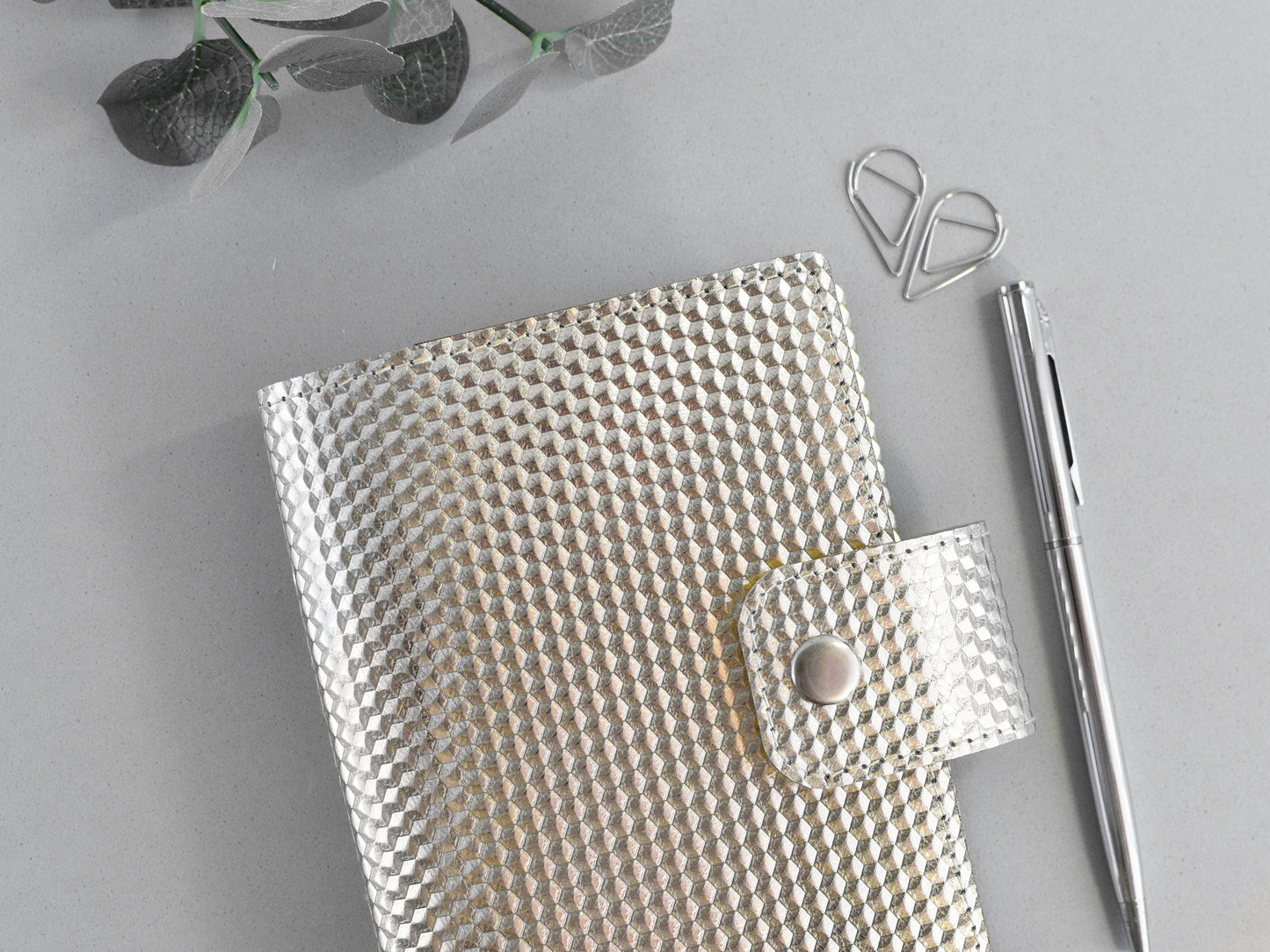 Silver leather planner