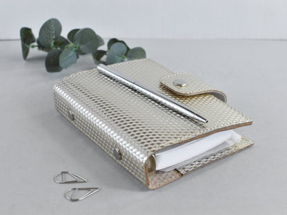 Leather planner silver color