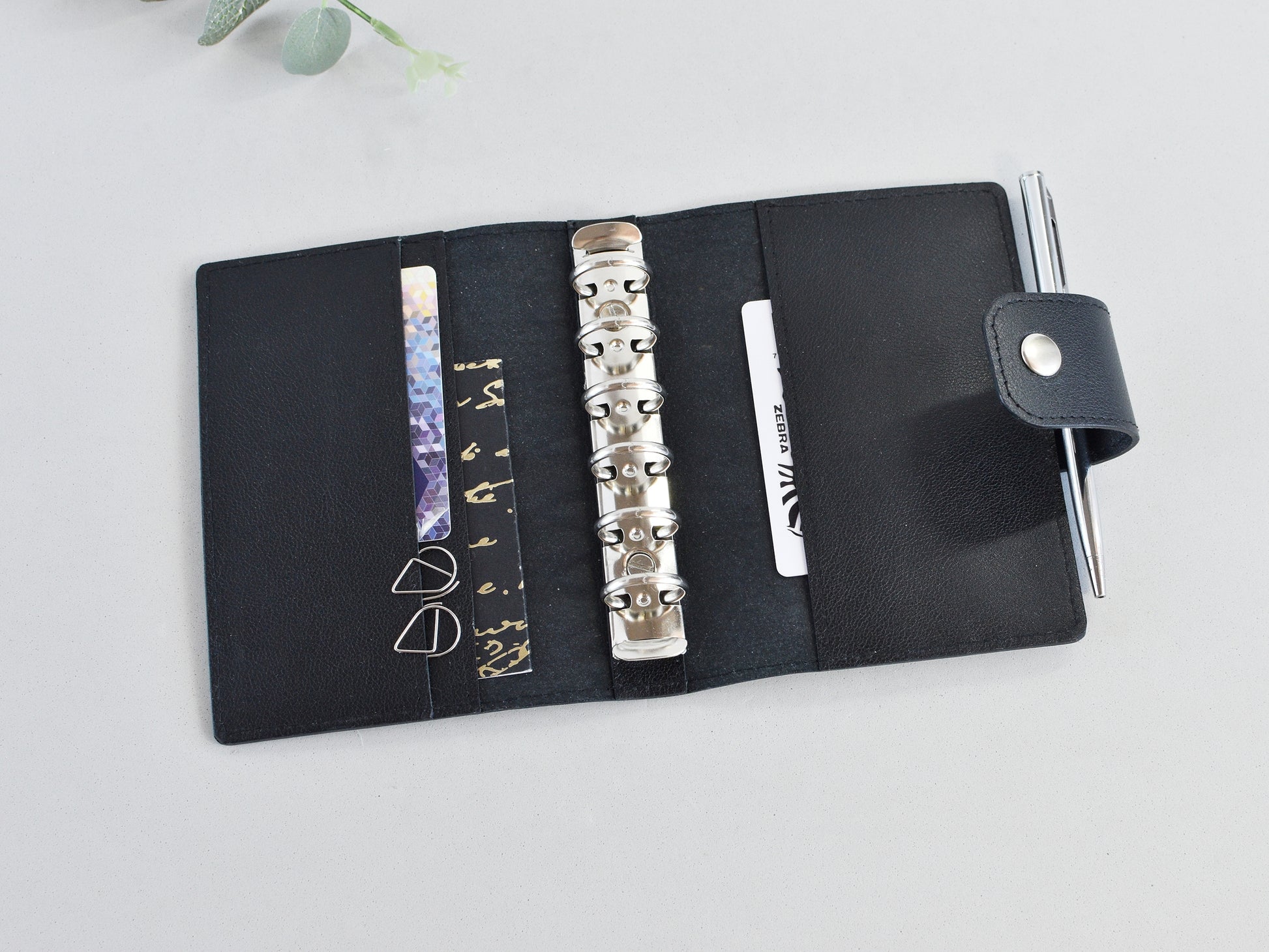 leather cover with 6-ring binder, Pocket size A7