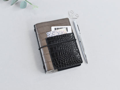 Passport size Traveler's Notebook with front pocket, brown color