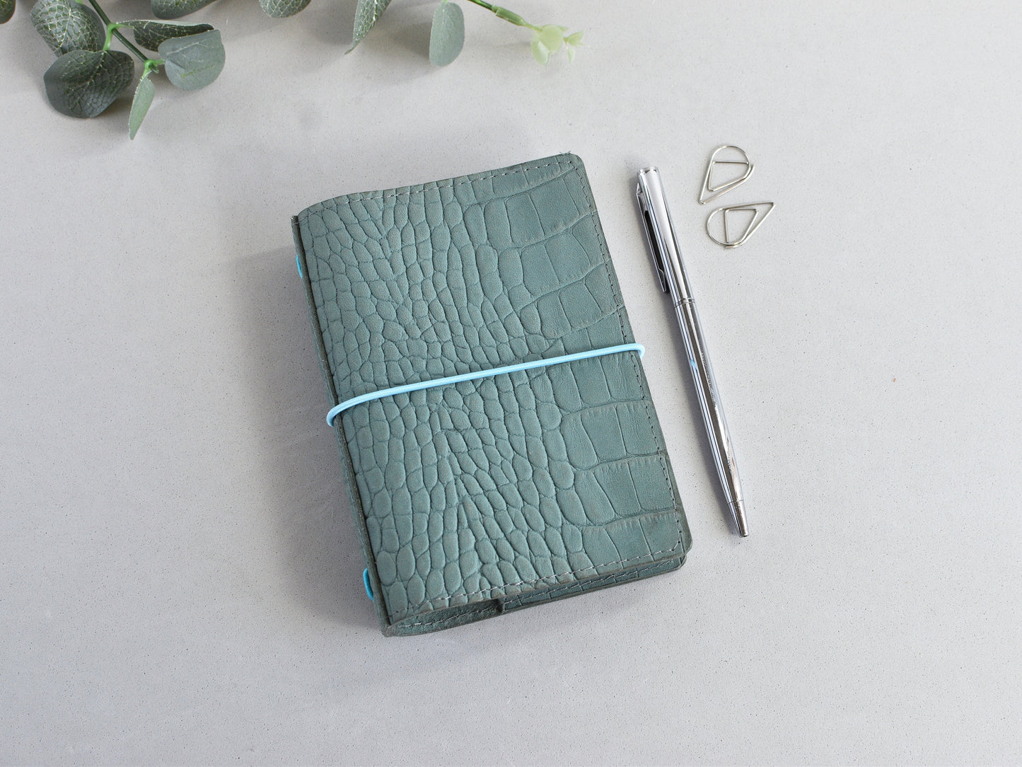 TN green croc leather passport size