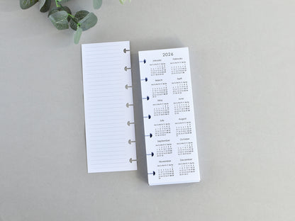 Monthly and Weekly Inserts - Disc Planner Refill (HP Skinny Mini Size)