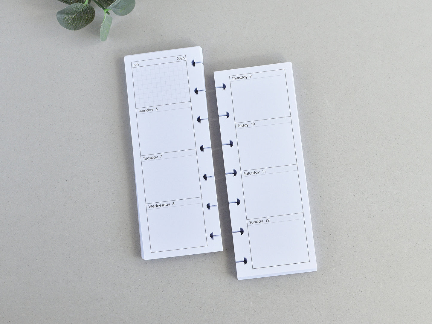 Monthly and Weekly Inserts - Disc Planner Refill (HP Skinny Mini Size)