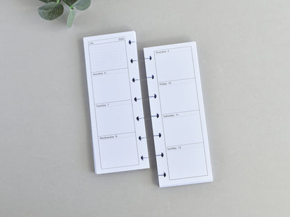 Monthly and Weekly Inserts - Disc Planner Refill (HP Skinny Mini Size)