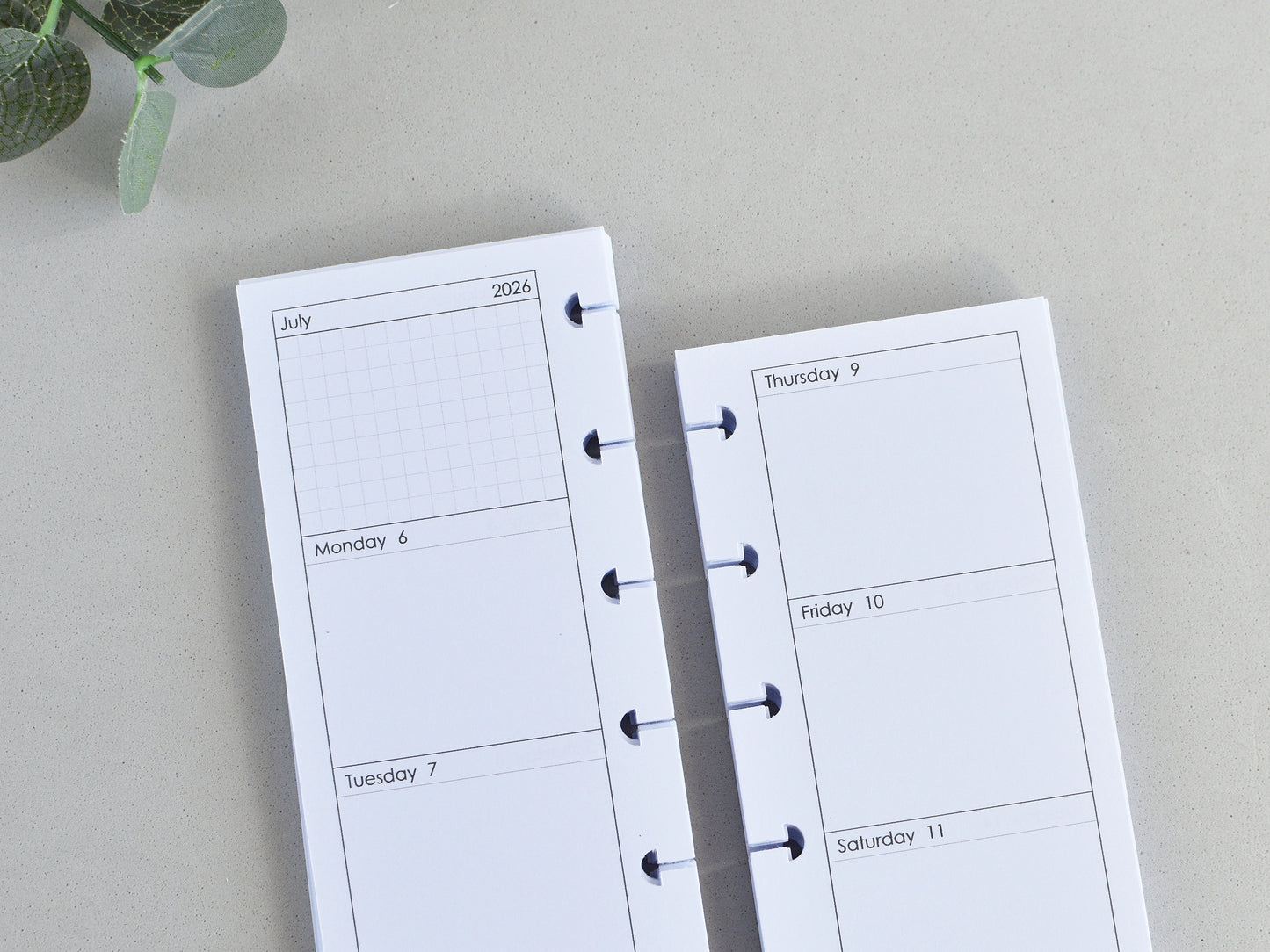 Monthly and Weekly Inserts - Disc Planner Refill (HP Skinny Mini Size)