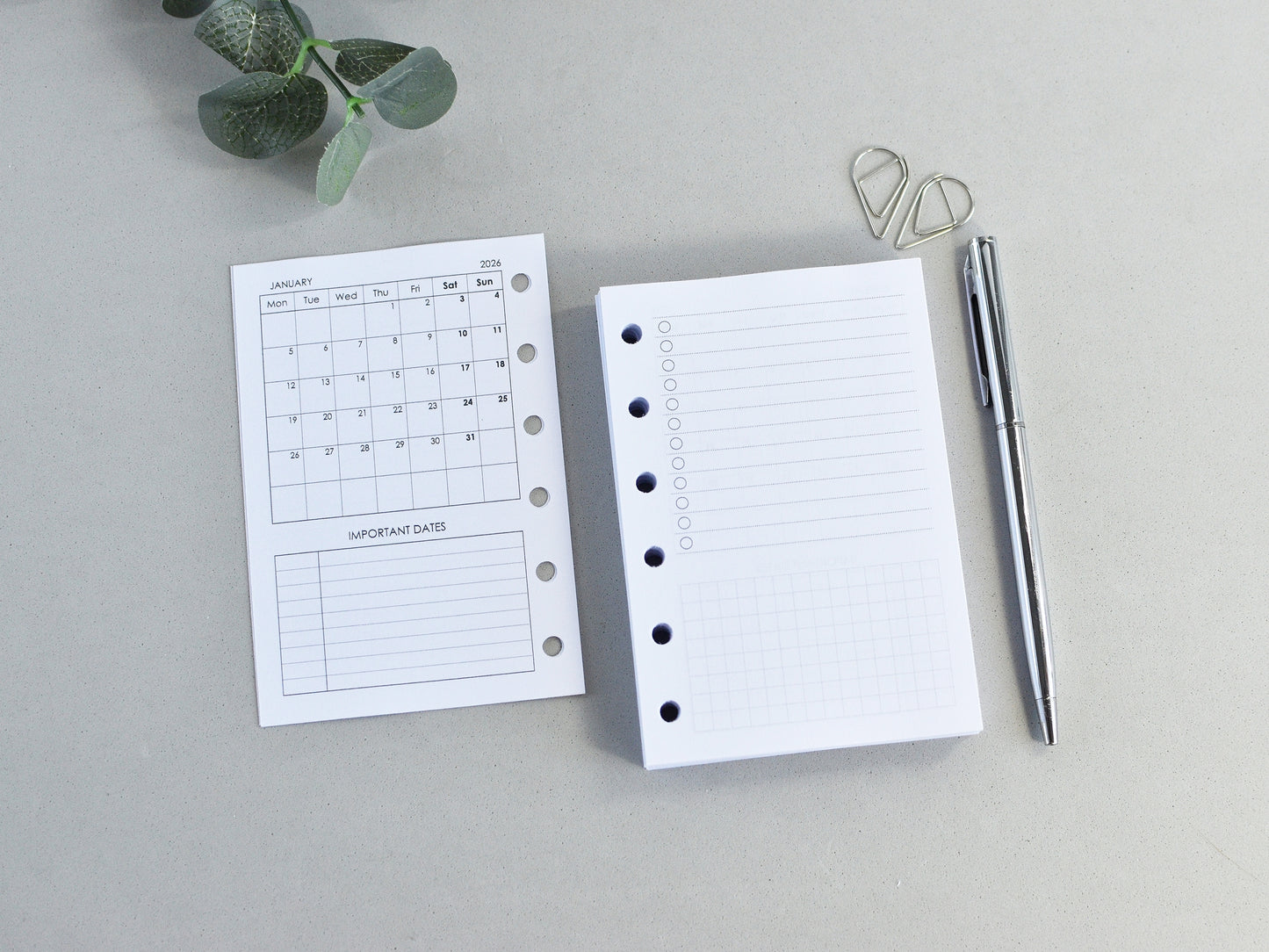 6-Ring Planner Inserts - Monthly And Weekly (Pocket Size) / Pc-11