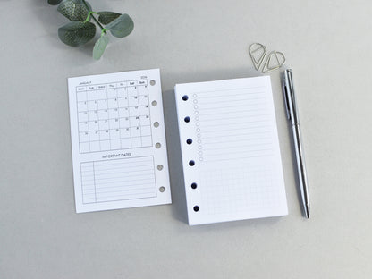 6-Ring Planner Inserts - Monthly And Weekly (Pocket Size) / Pc-11